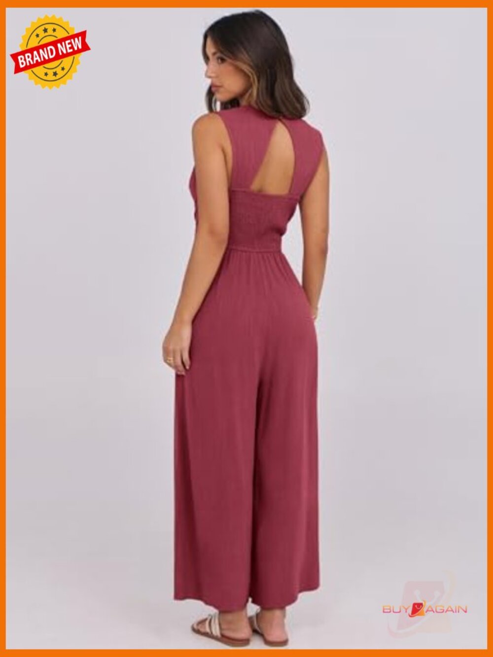Sleeveless V-Neck Backless Jumpsuit Romper Casual Dressy One Piece Pants - Picture 4 of 7